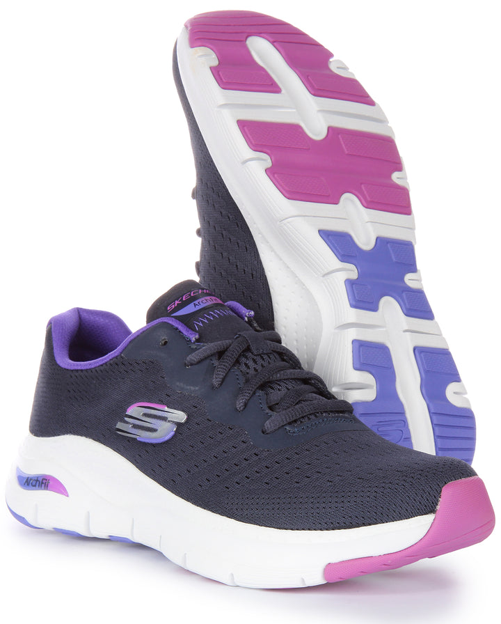 Skechers Arch Fit Infinity Cool Baskets à lacets en maille végane pour femmes en marine multi