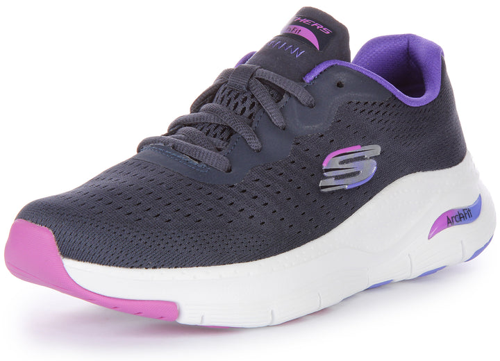 Skechers Arch FitInfinity Cool Zapatillas con cordones de malla vegana para mujer en marino multi