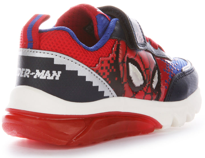 Geox Scarpe da ginnastica con suola Pixel Spiderman Lights per bambini J Ciberdrone F in rosso navy