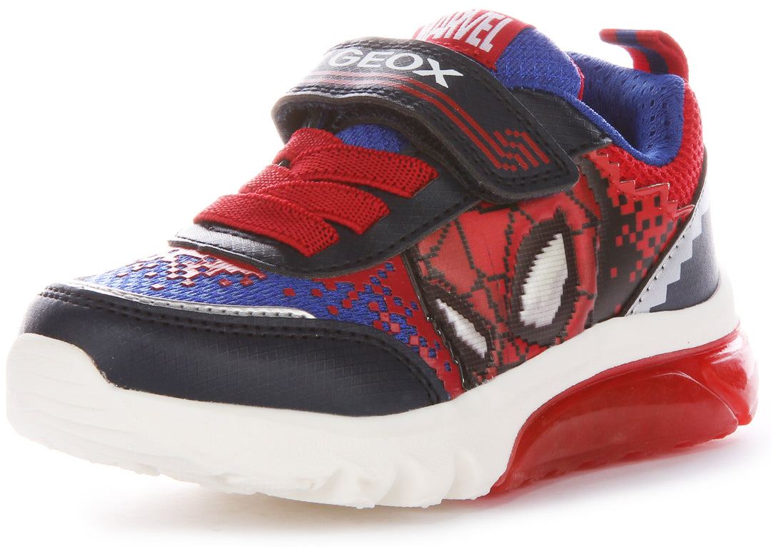 Geox Scarpe da ginnastica con suola Pixel Spiderman Lights per bambini J Ciberdrone F in rosso navy