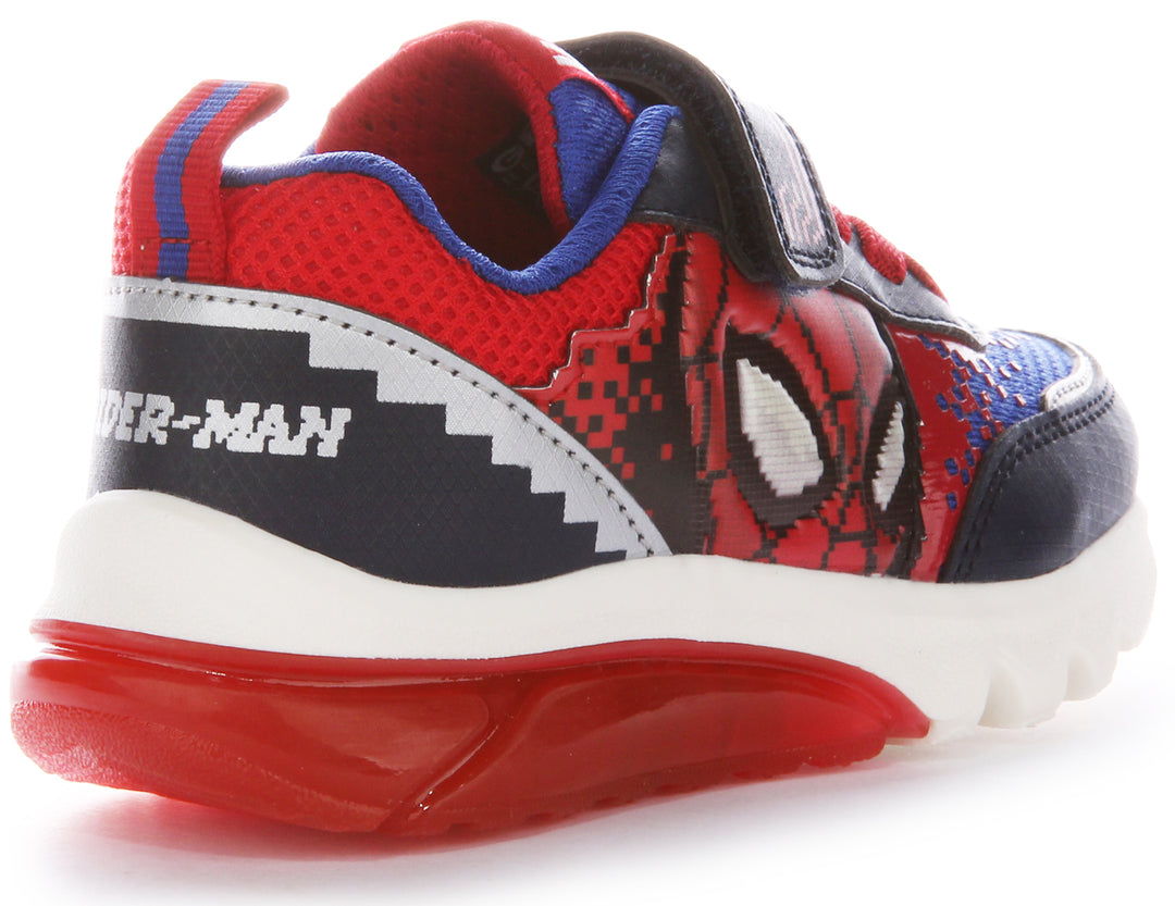 Geox Kinder J Ciberdrone F Marvel Spiderman Lights Pixel Mesh Sneaker In Marine Rot