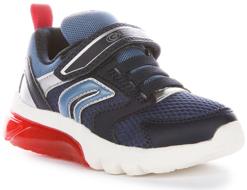 Geox Scarpe da ginnastica con suola Pixel e cinturino flessibile leggero per bambini J Ciberdrone C in rosso navy