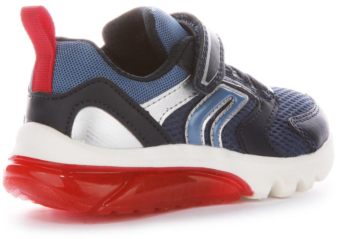 Geox Scarpe da ginnastica con suola Pixel e cinturino flessibile leggero per bambini J Ciberdrone C in rosso navy