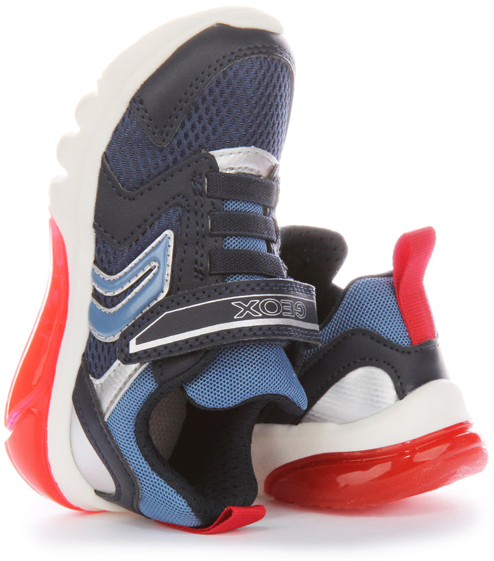 Geox Baskets en mesh avec semelle Sneaker Light Built Flexy Strap pour bébés J Ciberdrone C en rouge marine