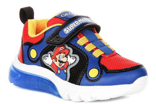 Geox J Ciberdrone A X Supermario In Navy Red For Infants