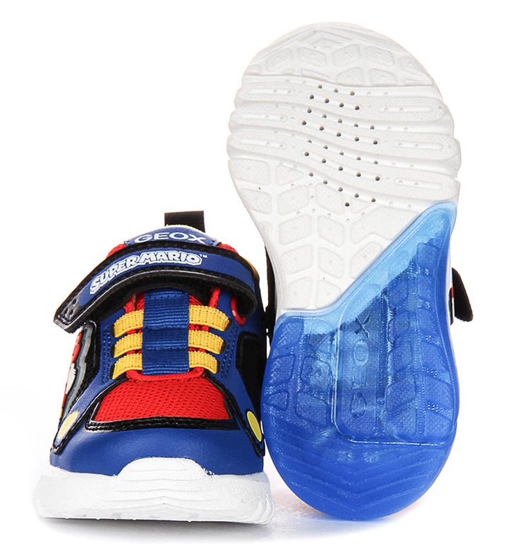 Geox J Ciberdrone A X Supermario In Navy Red For Infants