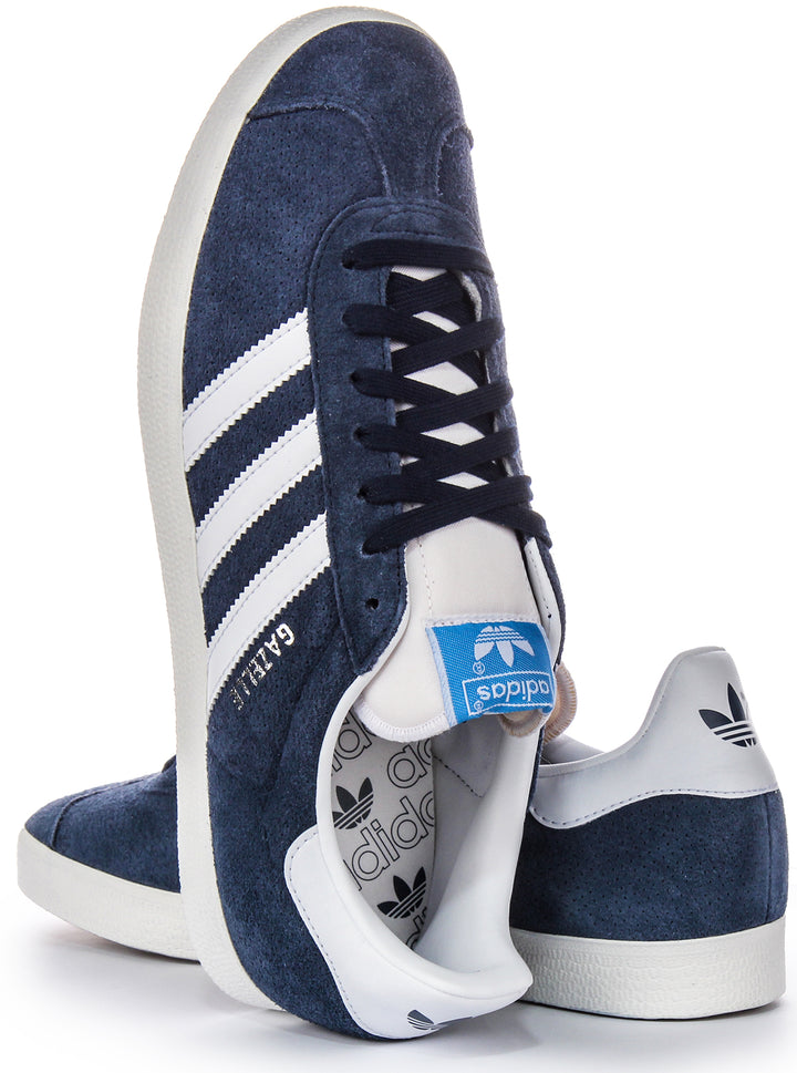 Adidas Gazelle Damen Wildleder Ledersneaker in Marineblau Weiß
