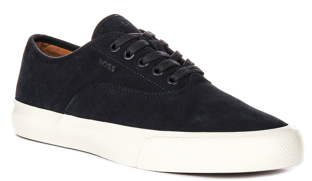 Boss Aiden Tennis Suede In Navy White For Men