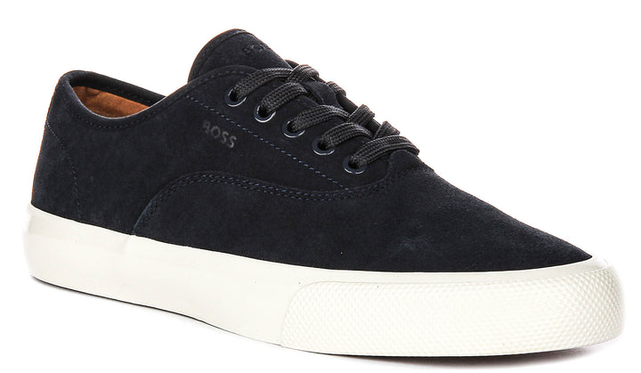 Boss Aiden Tennis Suede In Navy White For Men
