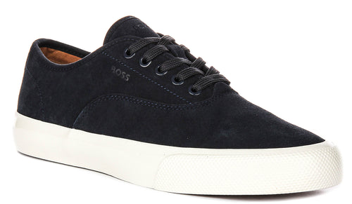 Boss Aiden Tennis Suede In Navy White For Men
