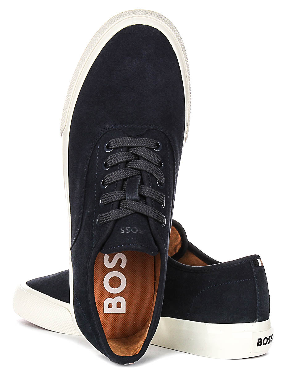 Boss Aiden Tennis Suede In Navy White For Men