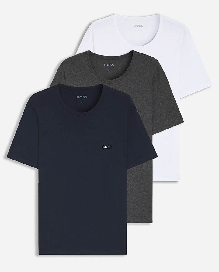 Boss T shirt 3 Pack Classsic In Navy White For Men