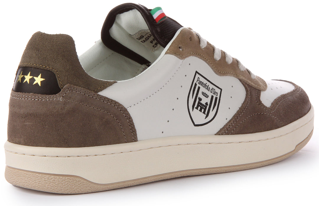 Pantofola D'Oro Lioni Uomo Low Scarpe da ginnastica allacciate in pelle scamosciata da uomo in bianco sporco