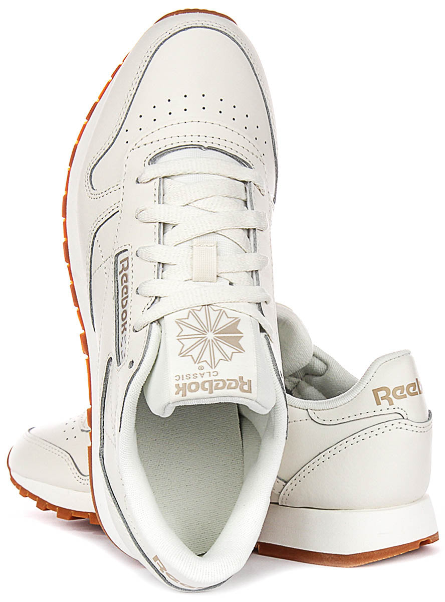 Reebok Classic Leather Trainers Off White For Women Lace Up