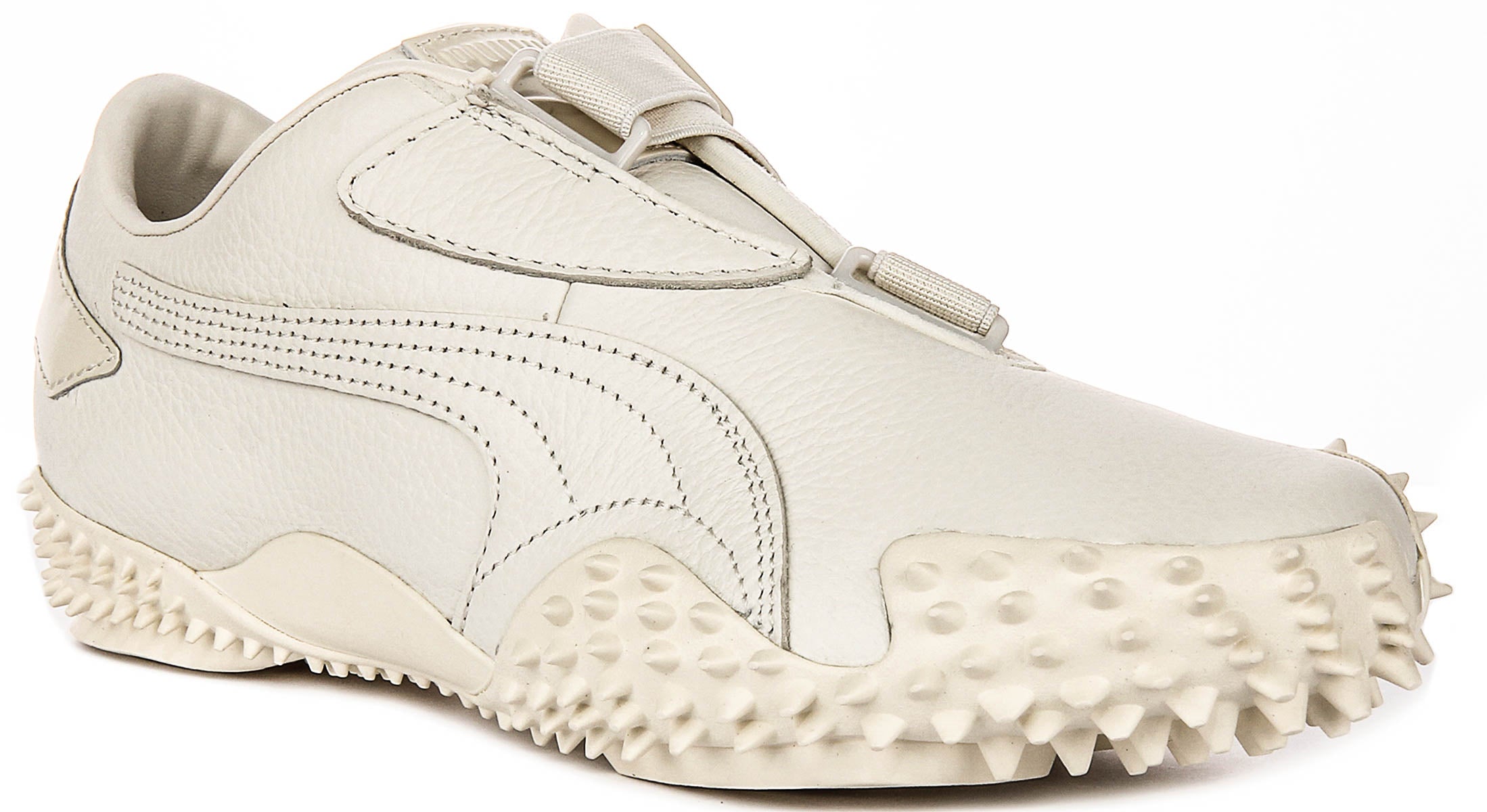Puma Mostro Leather In Off White | Strap Over Spike Trainers