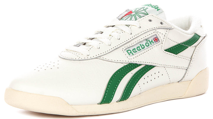 Reebok Freestyle Lo In Off White Green For Women