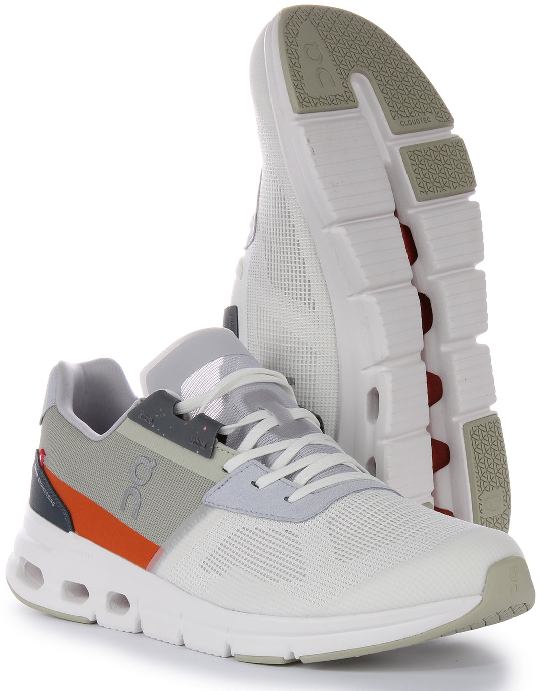 On Running Cloudrifty para hombre en zapatillas de malla solar de color blanco hueso