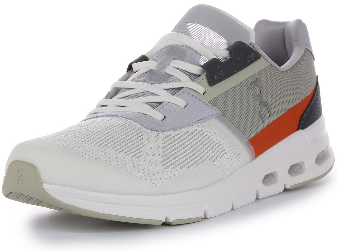 On Running Cloudrifty para hombre en zapatillas de malla solar de color blanco hueso