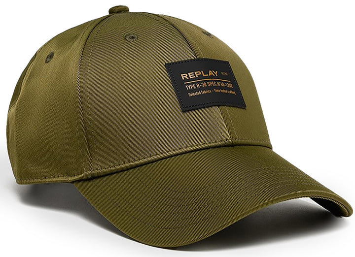 Replay Patch Baseball Cap In Olive Black