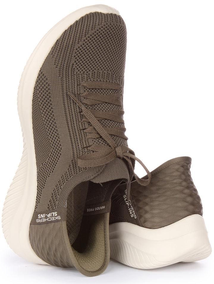 Skechers SlipIns: Ultra Flex 3.0Brilliant Zapatillas de malla de punto para mujer en oliva