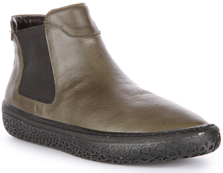 JUSTINREESS Roxy Bottes Chelsea en cuir pour femmes en olive