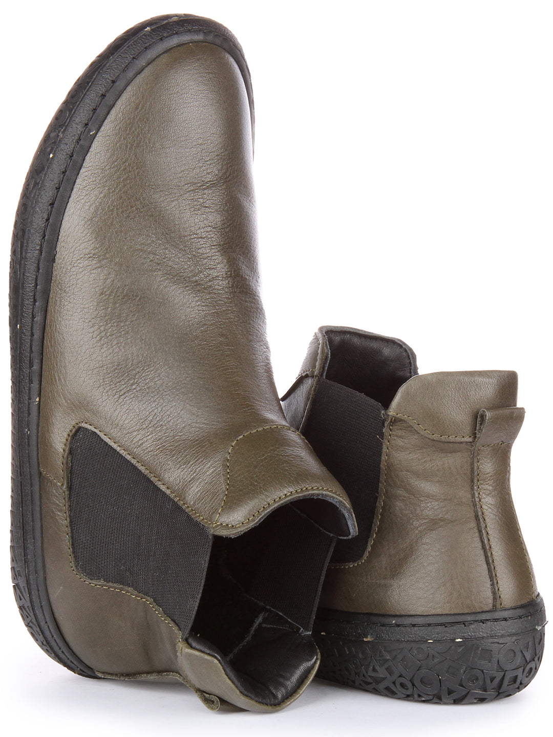 JUST REESS Roxy Frauen Leder Chelsea Stiefel Olive