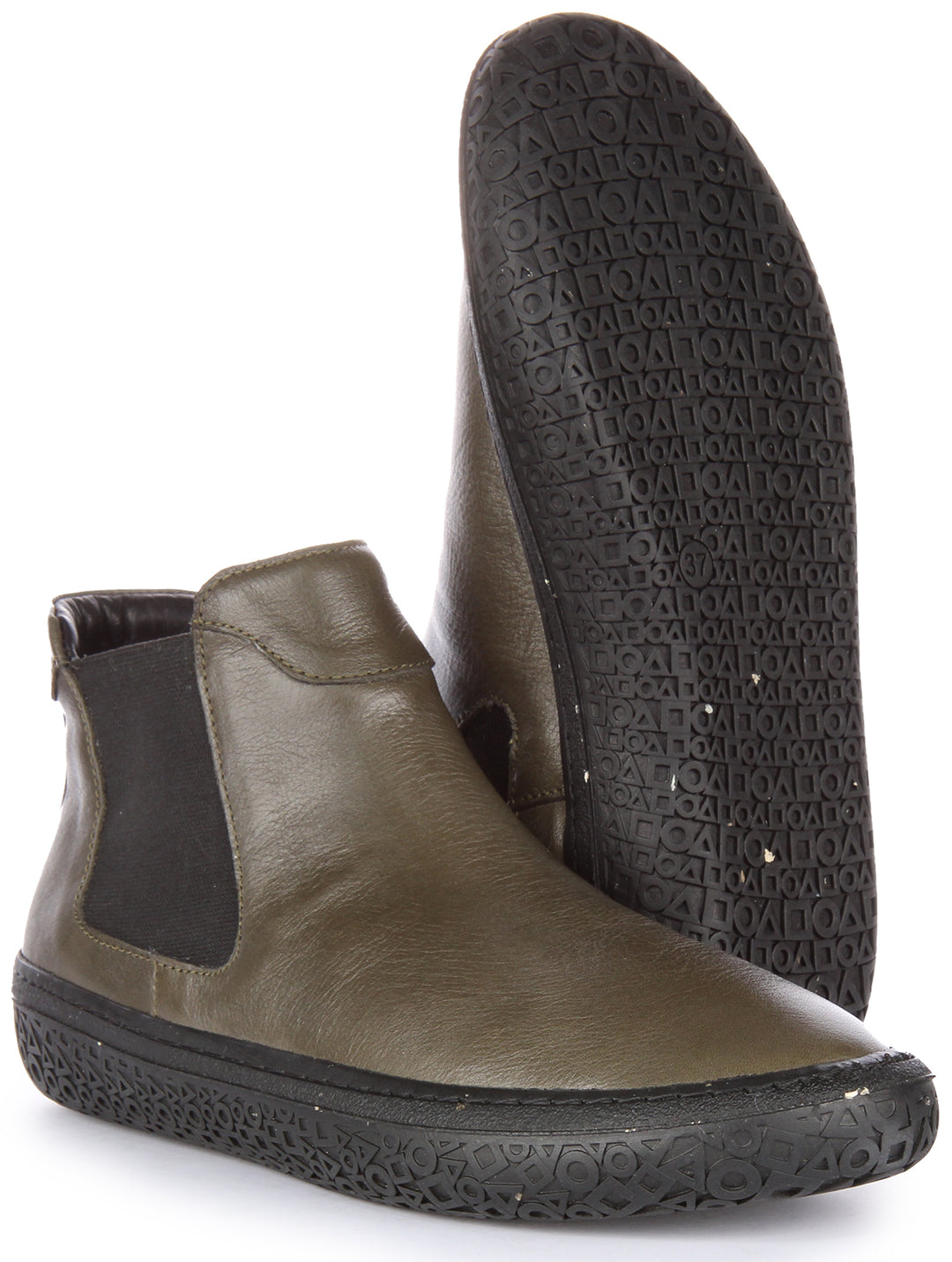 JUST REESS Roxy Frauen Leder Chelsea Stiefel Olive