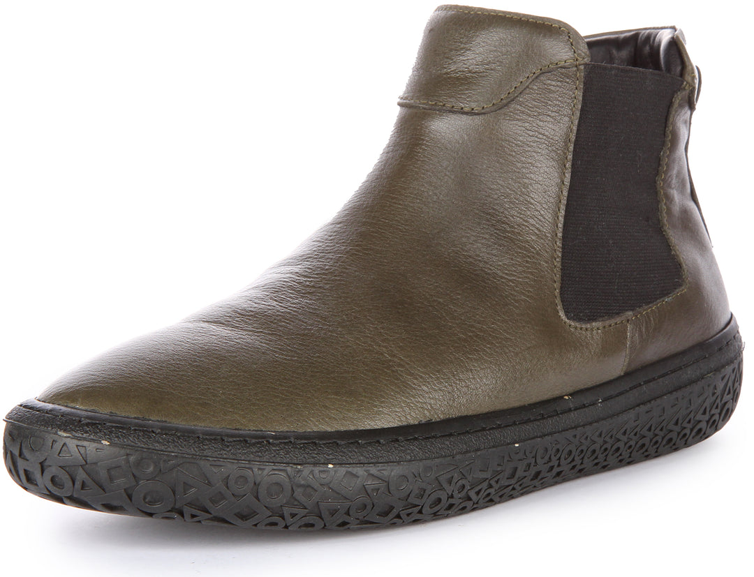 JUST REESS Roxy Frauen Leder Chelsea Stiefel Olive