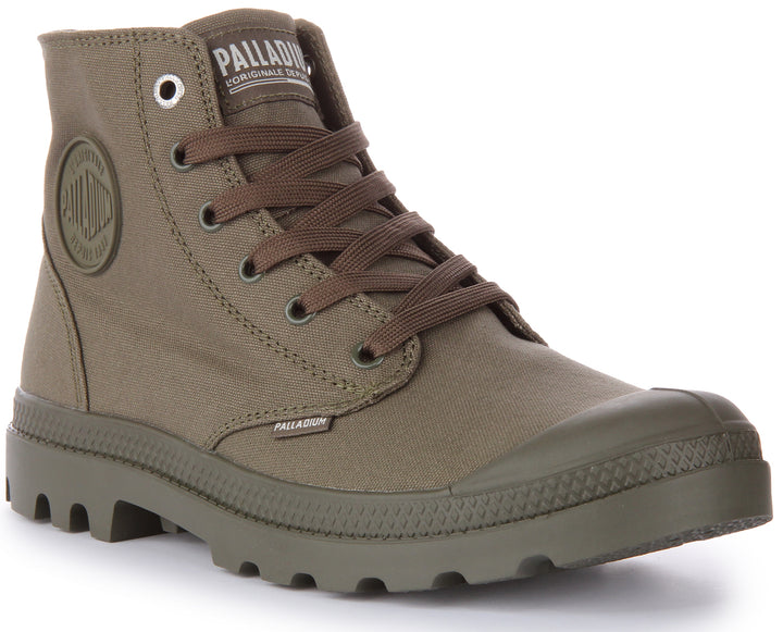 Palladium Mono Chrome Bottines végane en toile à lacets poures en olive