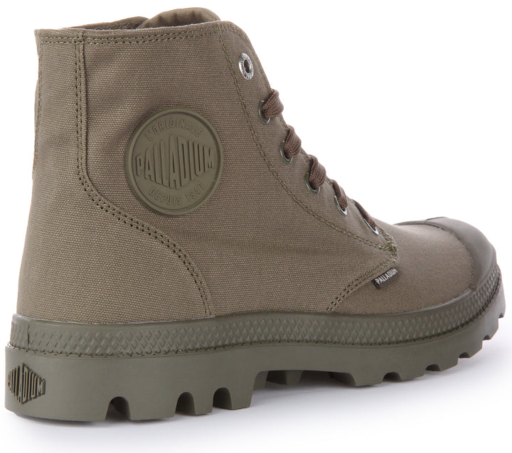 Palladium Mono Chrome Bottines végane en toile à lacets poures en olive