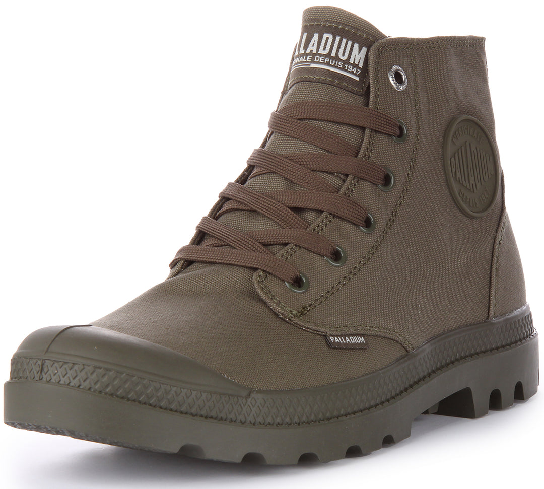 Palladium Mono Chrome Bottines végane en toile à lacets poures en olive