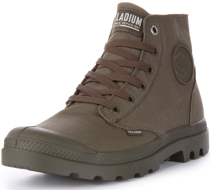 Palladium Mono Chrome Bottines végane en toile à lacets poures en olive