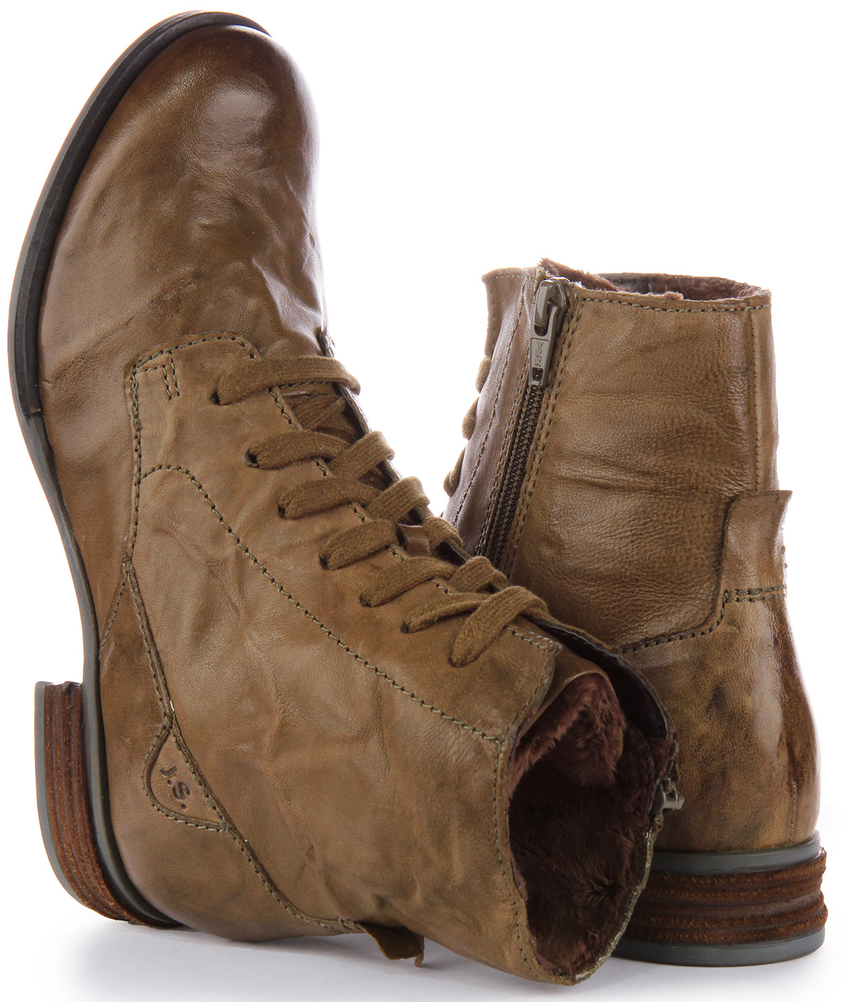 Josef Seibel Sanja 01 In Olive For Women | Soft Leather Combat