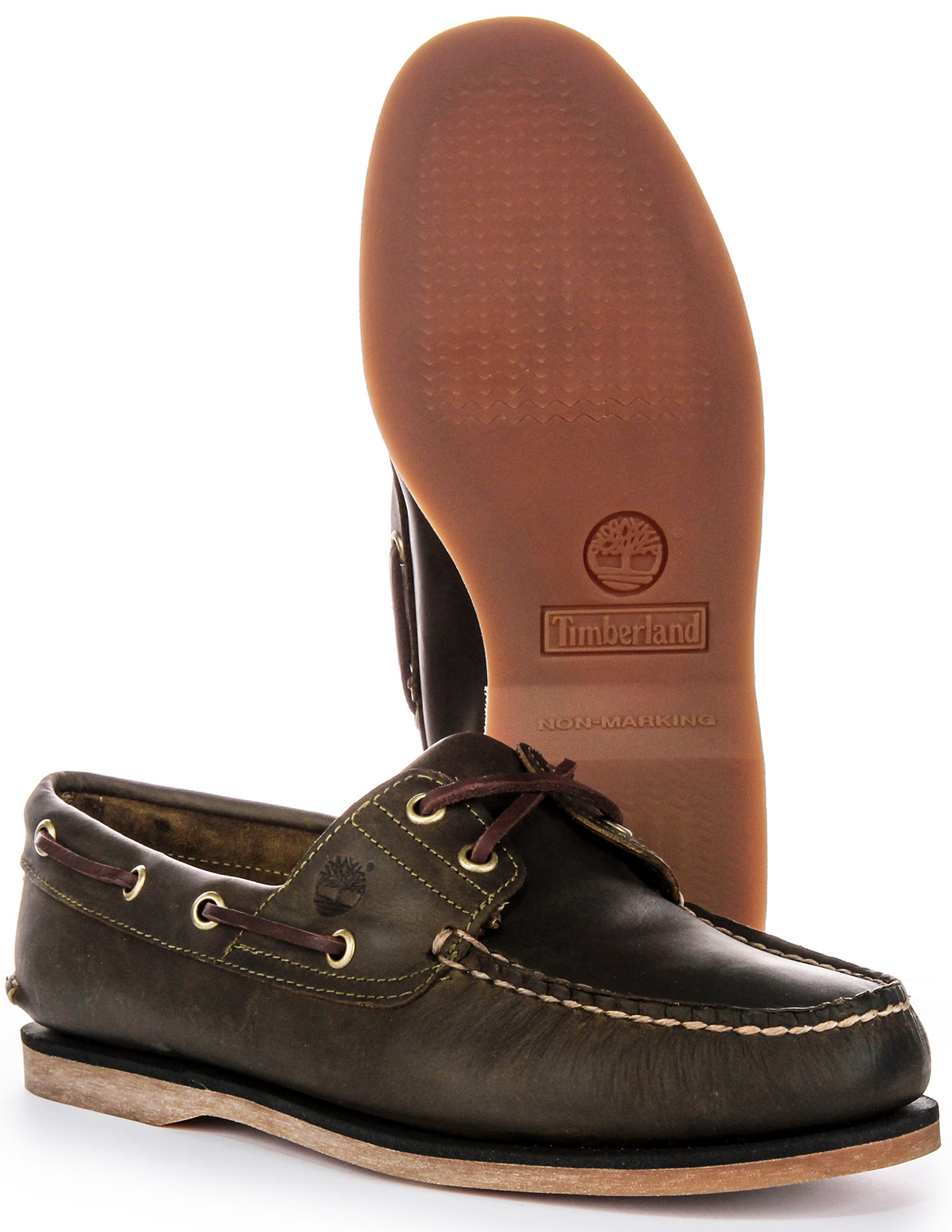 Timberland A4187 Classic In Olive For Men | Leather Boat Shoe