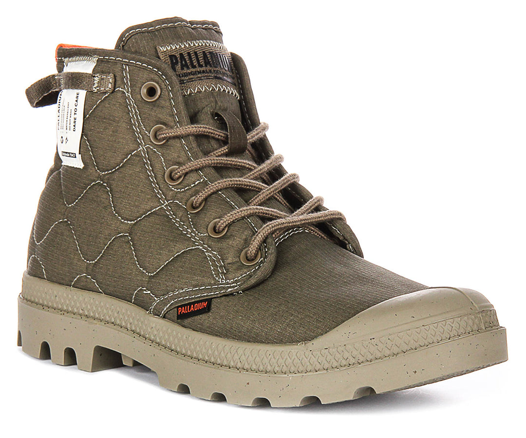 Palladium Pampa Re-Quiltd In Olive For Unisex