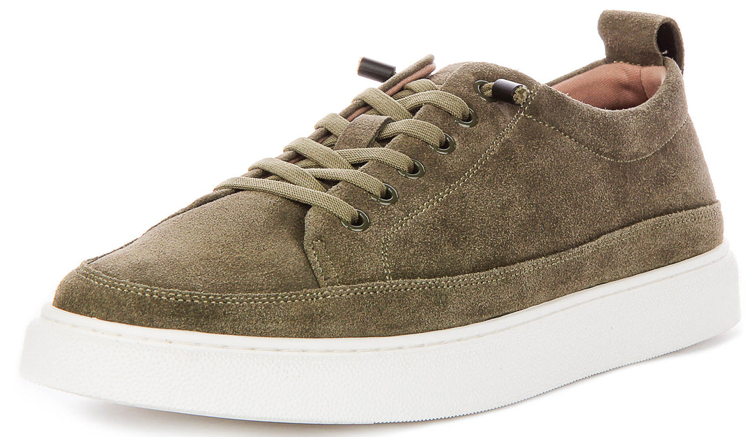 Justinreess England Josh Suede In Olive For Men
