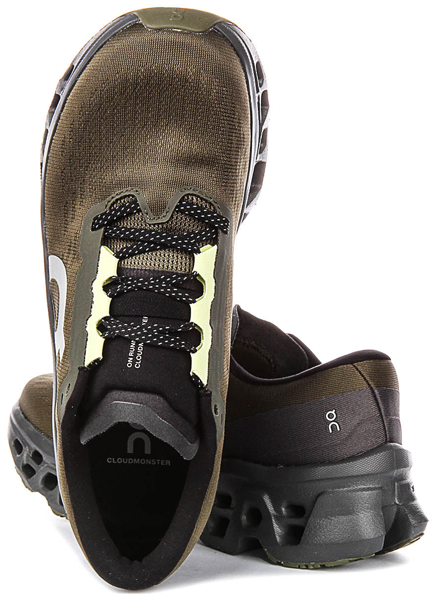 On Running Cloudmonster 3 In Olive For Men