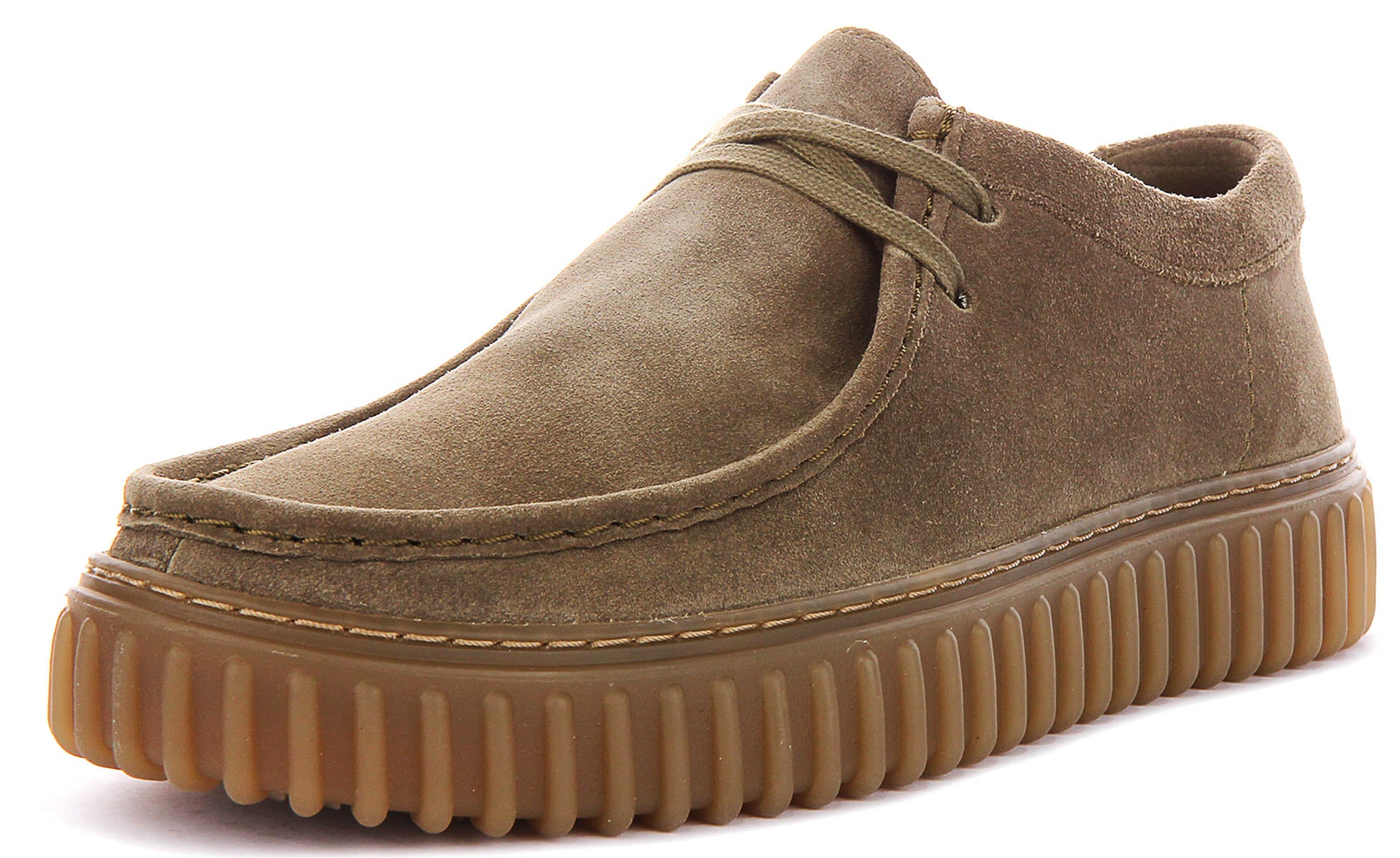 Clarks Torhill Lo In Olive For Men | Lace Up Casual Suede Shoes