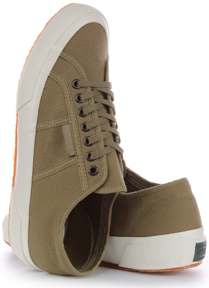 Superga 2706 OG Schnürung Baumwolle Segeltuch Turnschuhe Olive Grün