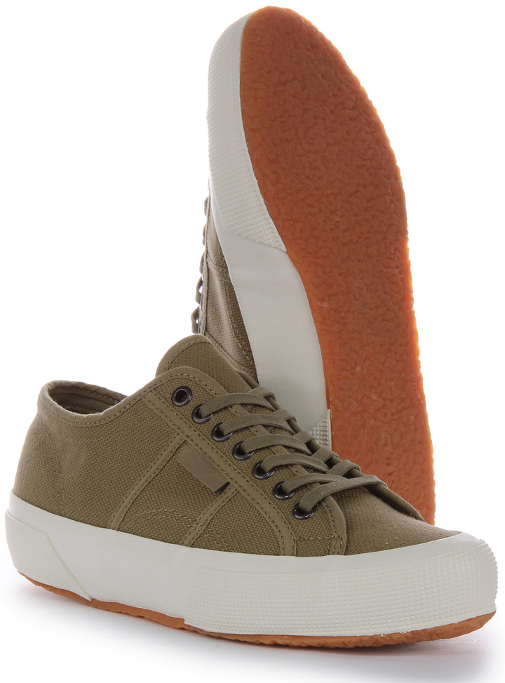 Superga 2706 OG Schnürung Baumwolle Segeltuch Turnschuhe Olive Grün