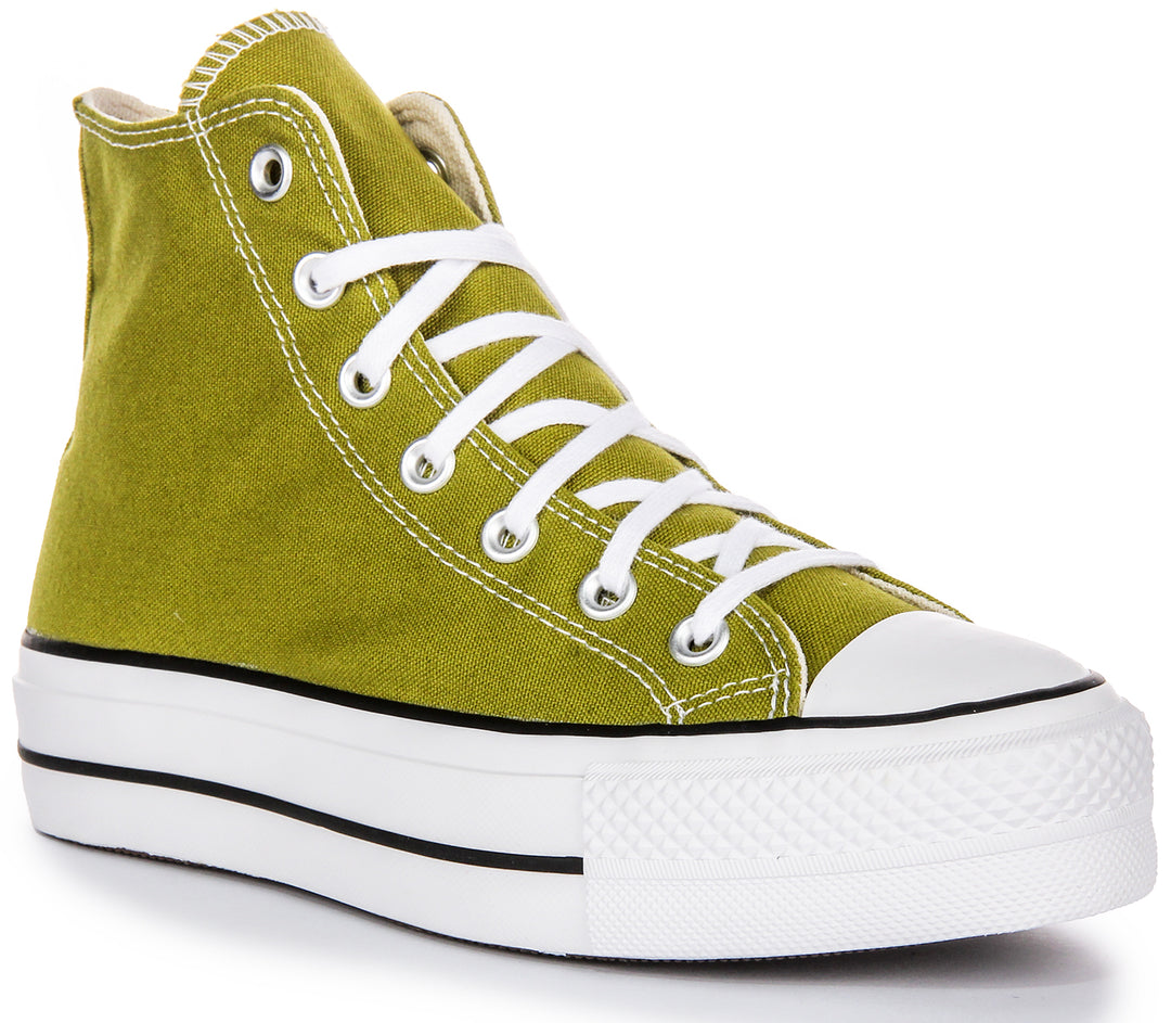 Converse Chuck Taylor All Star Lift Hi In Olive Green Platform