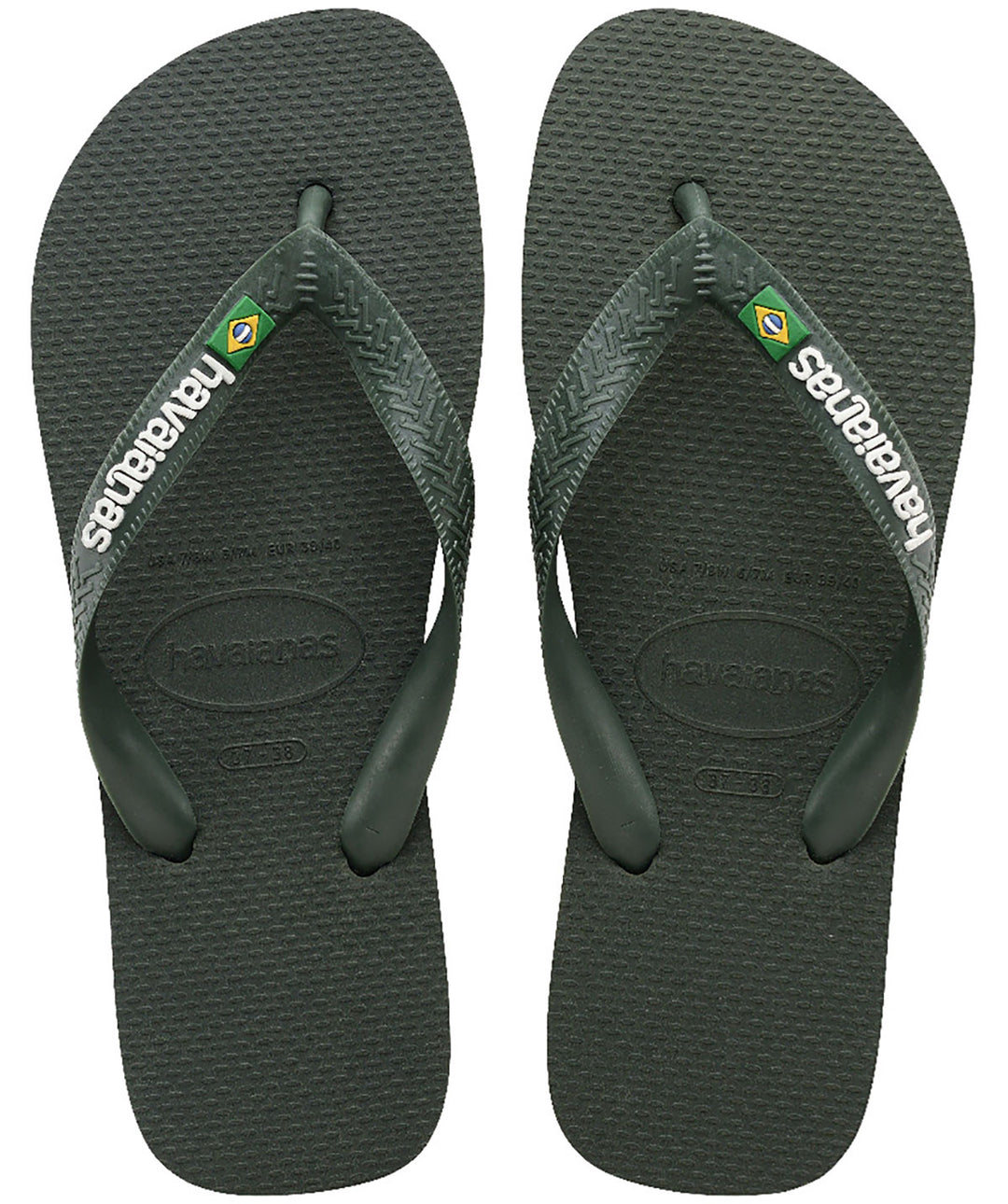 Havaianas Brasil Logo In Olive Green Flipflops