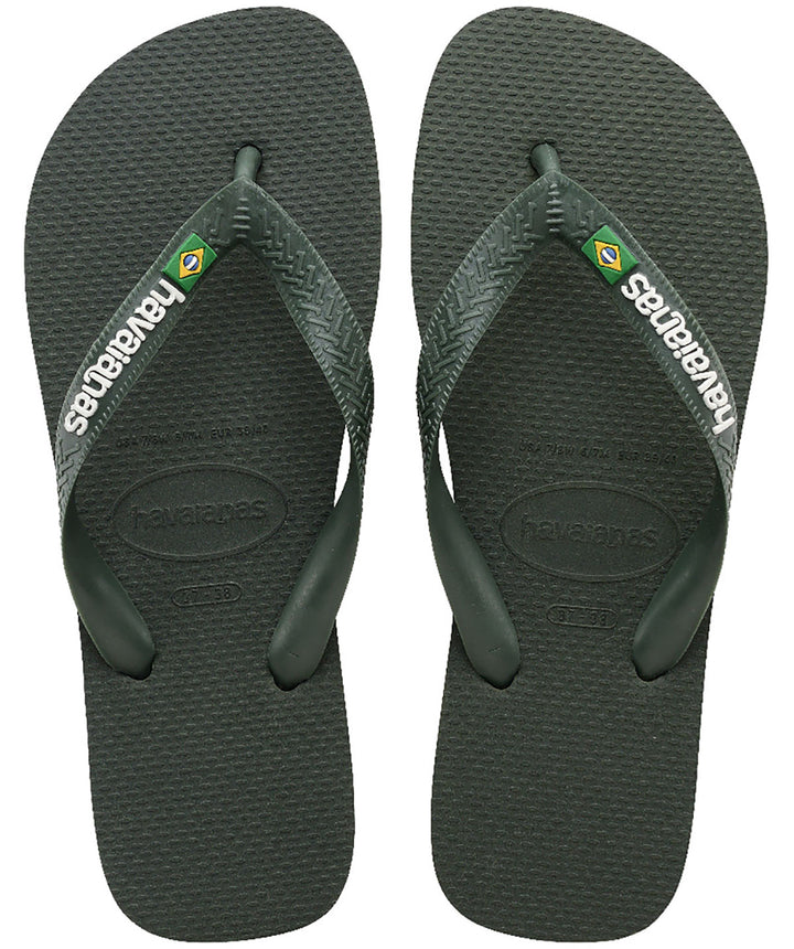 Havaianas Brasil Logo In Olive Green Flipflops