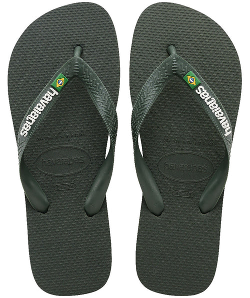 Havaianas Brasil Logo In Olive Green Flipflops