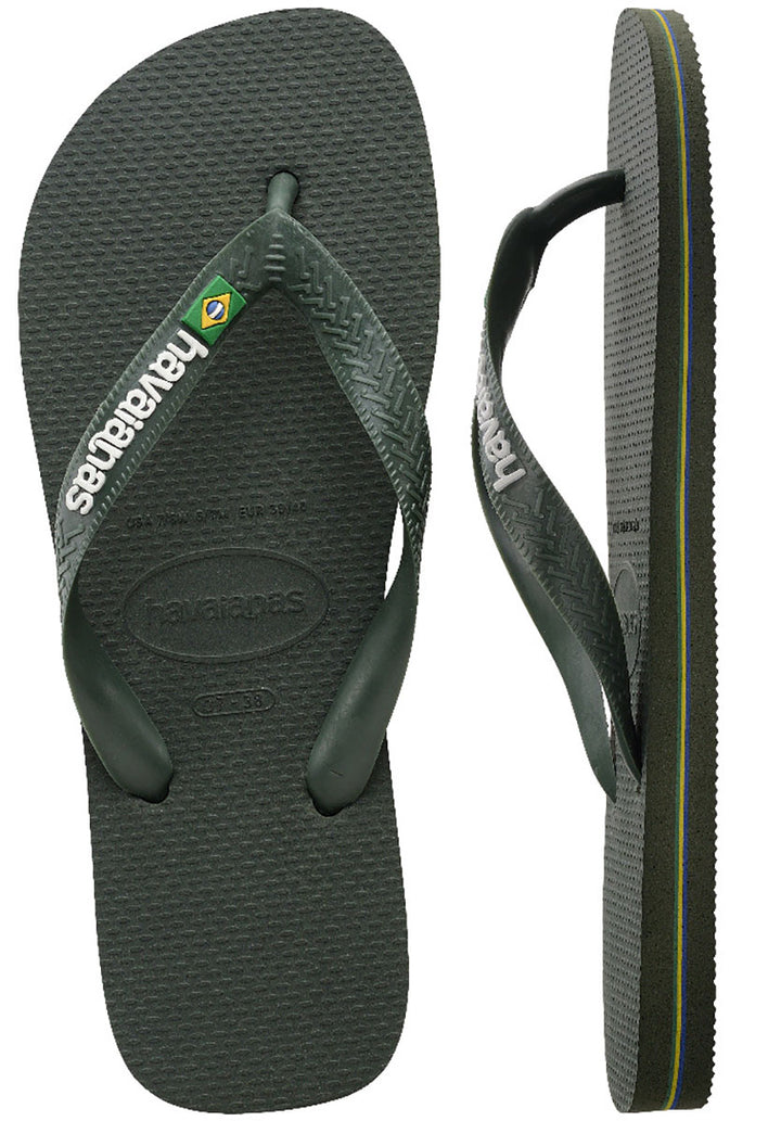 Havaianas Brasil Logo In Olive Green Flipflops