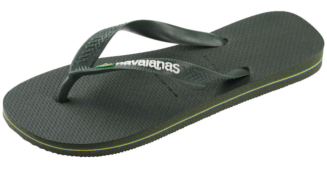 Havaianas Brasil Logo In Olive Green Flipflops