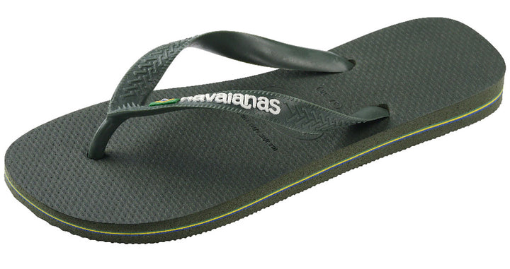 Havaianas Brasil Logo In Olive Green Flipflops