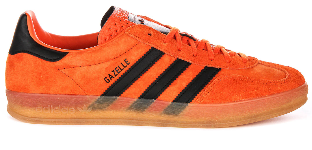 Adidas Gazelle Indoor Orange Mens Lace Up Gum Sole Trainers