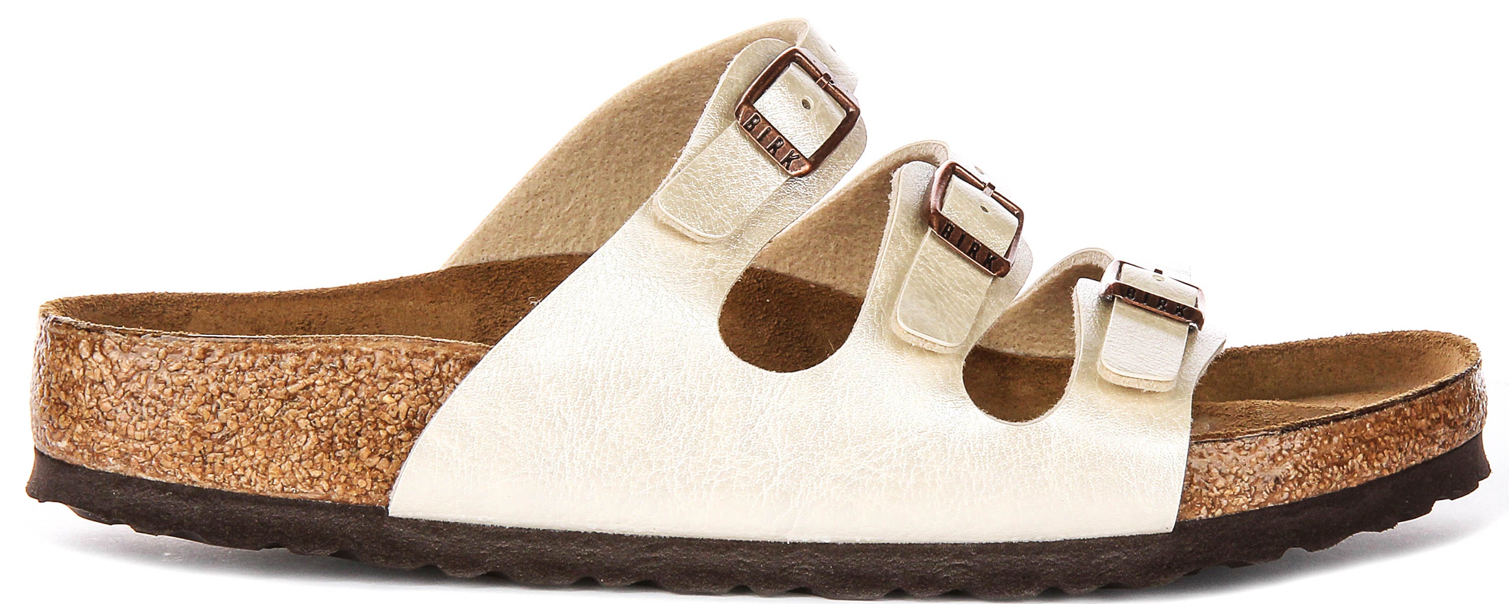 BIRKENSTOCK Florida BS ホワイト 39 Birkenstock Florida Bs In Pearl White | Triple Buckle Leather