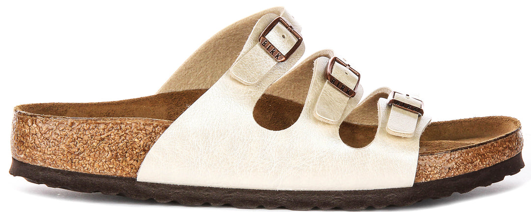 Birkenstock Florida Bs In Pearl White | Regular Fit